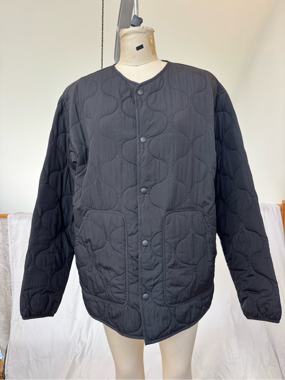 Joe Fresh Men's Quilted Black Button-Front Jacket